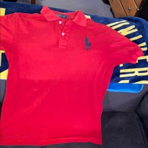 Polo Collared T-Shirt. Red.